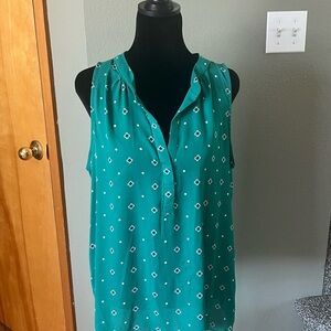Alice Blue Green Sleeveless Blouse with Mandarin Collar